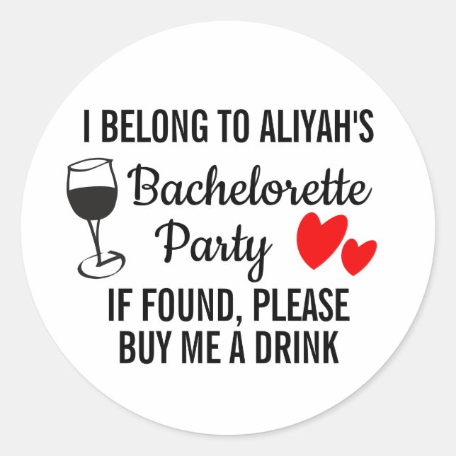Bachelorette Party Sticker - Buy Me a Drink (Front)