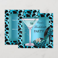 Bachelorette Party Teal Blue Leopard Shoes Black