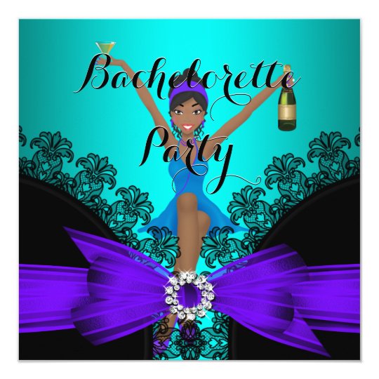 Bachelorette Party Teal Purple Black Lace fun Card