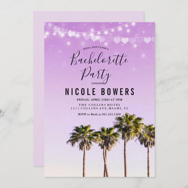 Bachelorette Party Tropical Invitation (Front/Back)
