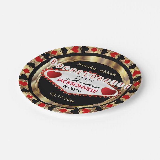 Bachelorette Party Vegas Style  - DIY City & State Paper Plate (Angled)