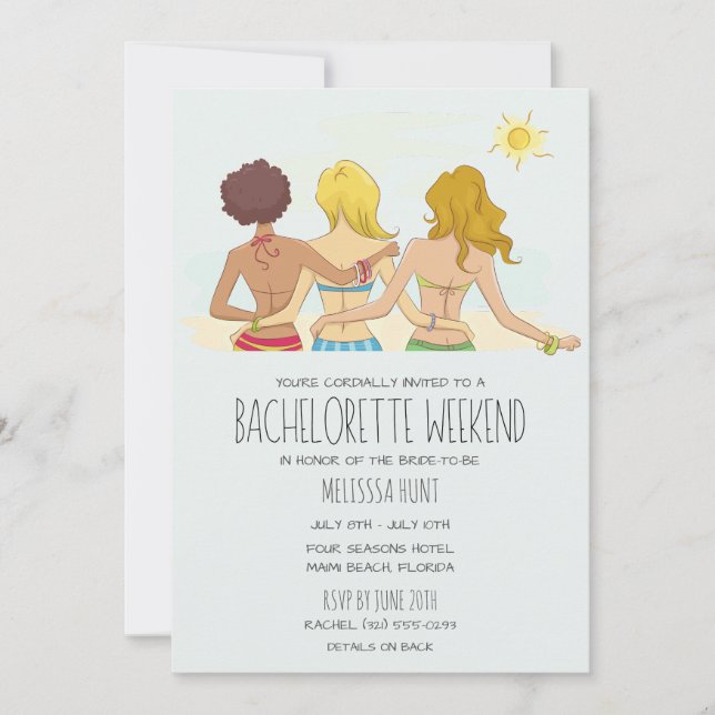 Bachelorette Party Weekend Beach Getaway Invitation (Front)