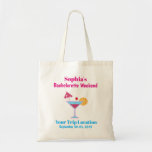 Bachelorette Party Weekend Getaway Trip Wedding Tote Bag<br><div class="desc">This tote bag makes a perfect favour for your bachelorette party travel weekend!  Personalise with the name,  tropical location,  and date of your choice.  The font and colour of the text can be changed to fit your preference.</div>