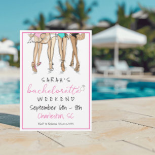 Bachelorette Party Weekend Itinerary Bikinis Ring Invitation