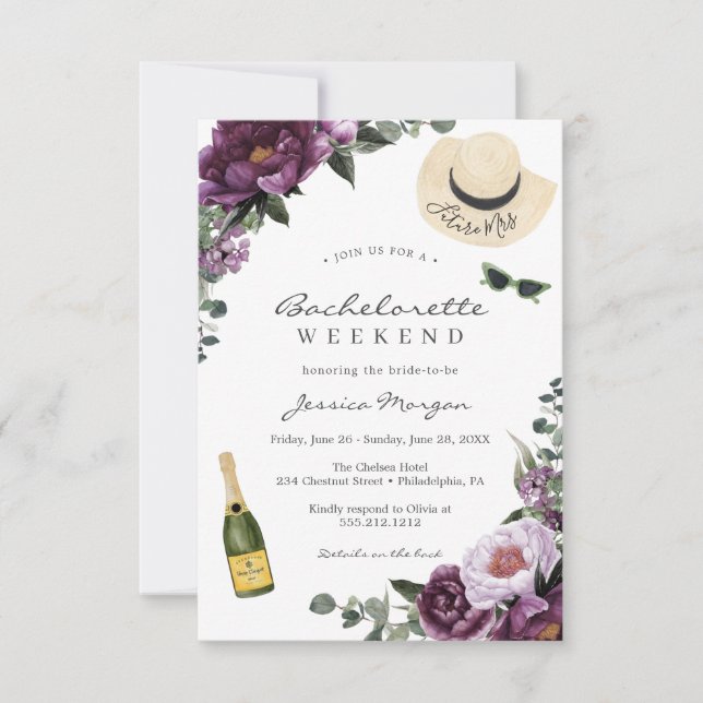 Bachelorette Party Weekend Itinerary Invitation (Front)