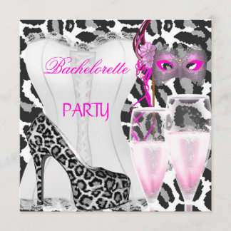 Bachelorette Party White Corset Pink Leopard Invitation
