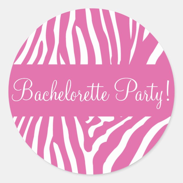 Bachelorette Party Zebra Envelope Sticker Seal (Front)