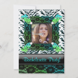 Bachelorette Party Zebra Jewellery Photo Invite BG