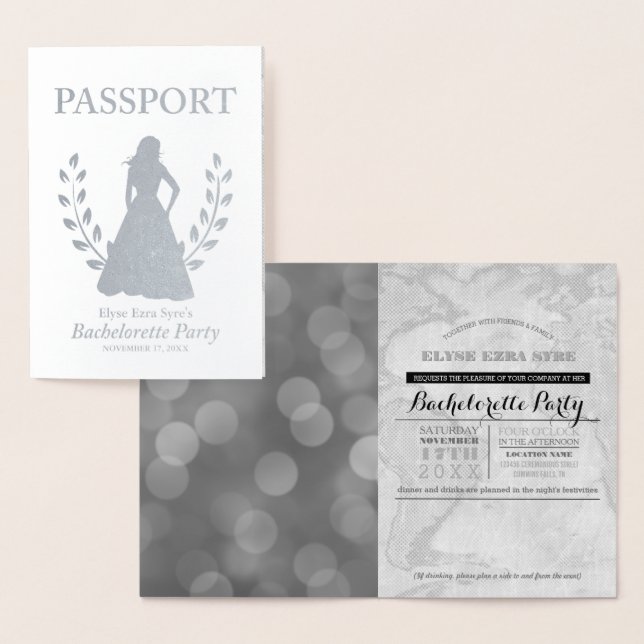 Bachelorette passport silver foil card (Display)
