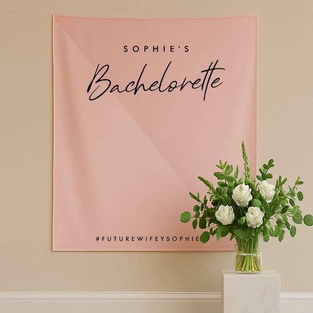 Bachelorette Peach Pink | Minimal Photo Backdrop Tapestry (Creator Uploaded)