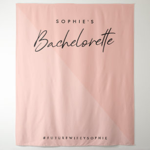 Bachelorette Peach Pink   Minimal Photo Backdrop Tapestry