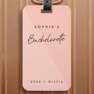 Bachelorette Peach Pink   Minimalist Modern Pastel Luggage Tag