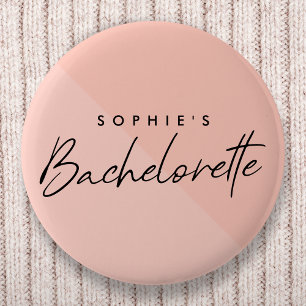 Bachelorette Peach Pink   Minimalist Pastel 6 Cm Round Badge