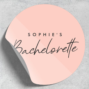 Bachelorette Peach Pink   Minimalist Pastel Classic Round Sticker