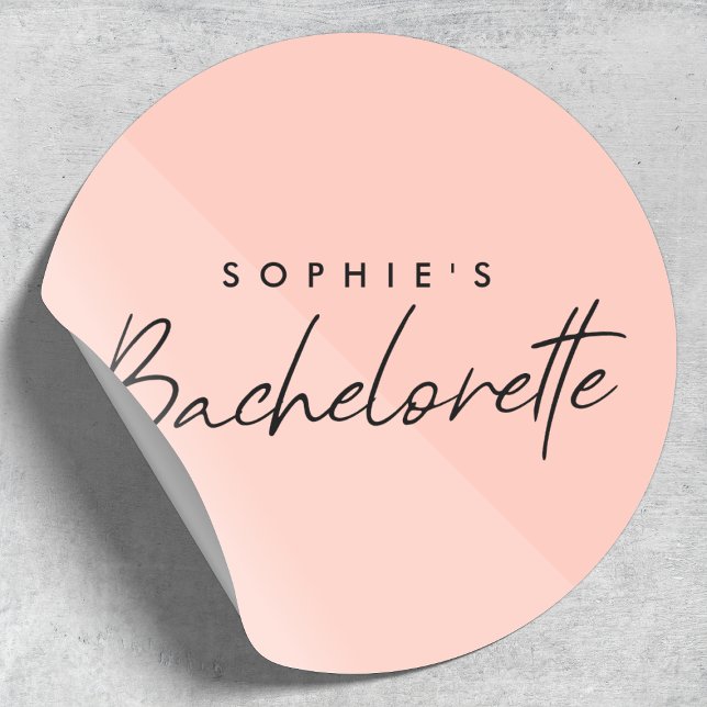 Bachelorette Peach Pink | Minimalist Pastel Classic Round Sticker (Creator Uploaded)