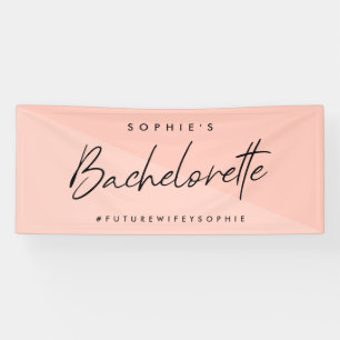 Bachelorette Peach Pink   Pastel Minimalist Modern Banner