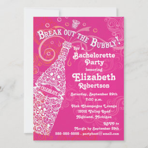 Bachelorette Pink Champagne Invitation