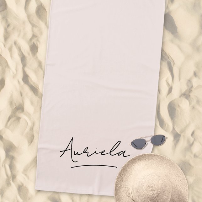Bachelorette Pink Minimalist Modern Signature  Beach Towel (Creator Uploaded)