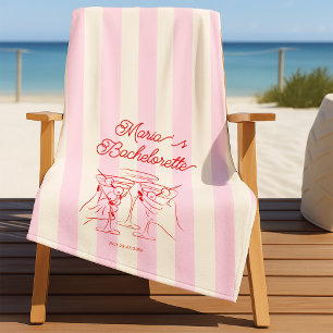 Bachelorette Pink Modern Beach Towel