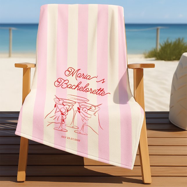 Bachelorette Pink Modern Beach Towel (Creator Uploaded)