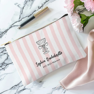 Bachelorette Pink Stripes Personalilized Gift Accessory Pouch