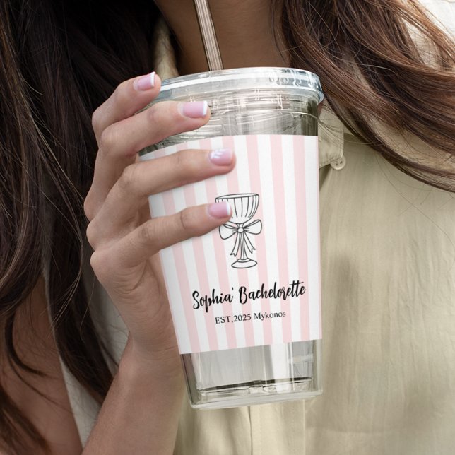 Bachelorette Pink Stripes | Personalised Gift Acrylic Tumbler (Creator Uploaded)