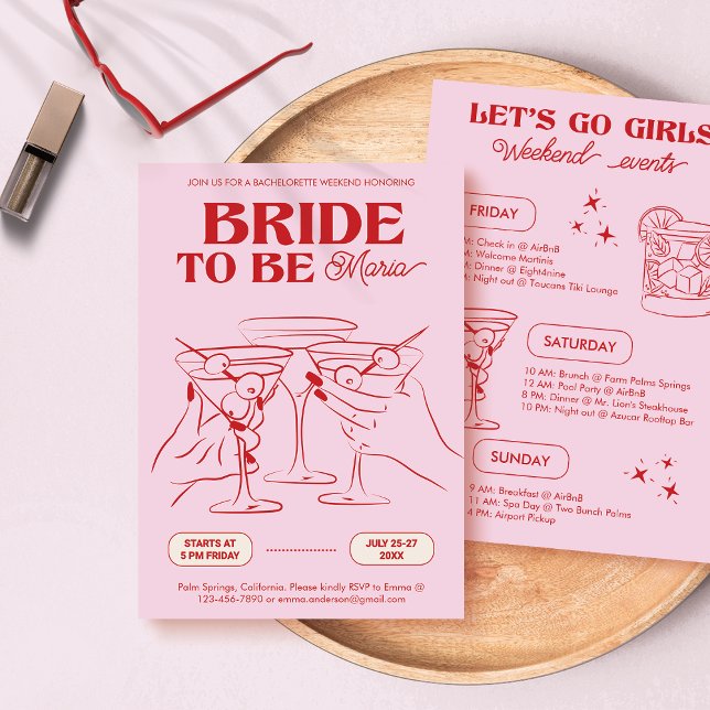 Bachelorette Pink Weekend Party Invitation (Creator Uploaded)