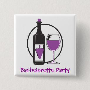 Bachelorette Red wine Party 15 Cm Square Badge