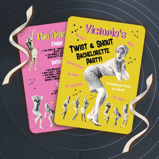 Bachelorette Retro 60's Dance Party Invitation (Creator Uploaded)