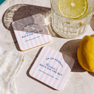 Bachelorette Retro Modern Pink & Navy Coaster