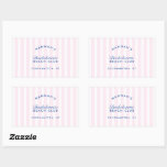 Bachelorette Retro Modern Pink & Navy Personalised Rectangular Sticker<br><div class="desc">The retro striped design in pink and navy brings a fun, preppy feel — perfect for beach club themes. Use them to label lotion bottles, sunscreen, gift boxes, candles, or even drink pouches. Dimensions: 4.5” L x 2.7” H. Fully editable — change the name, location, or remove text for a...</div>