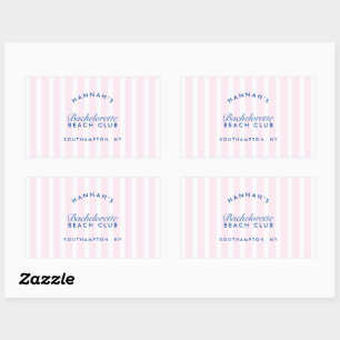 Bachelorette Retro Modern Pink & Navy Personalized Rectangular Sticker