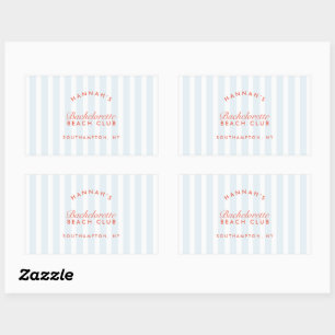 Bachelorette Retro Modern Red & Blue Personalized Rectangular Sticker