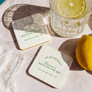 Bachelorette Retro Modern Yellow & Green Coaster