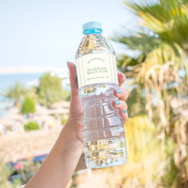 Bachelorette Retro Yellow & Green Personalised Water Bottle Label (Bachelorette Retro Yellow & Green Personalized Water Bottle Label)