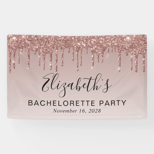 Bachelorette Rose Gold Glitter Banner (Horizontal)