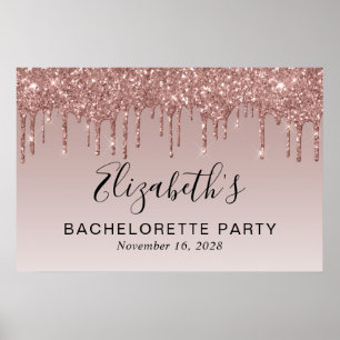 Bachelorette Rose Gold Glitter Poster