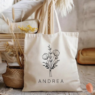 Bachelorette   Rustic Wildflower Bridesmaid Name Tote Bag