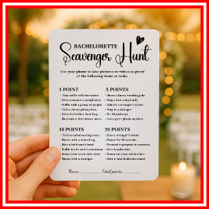 Bachelorette Scavenger Hunt Bridal Shower Game Invitation