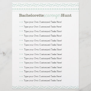 Bachelorette Scavenger Hunt Game Blue Tribal