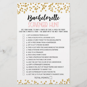 Bachelorette Scavenger Hunt Hen Party game