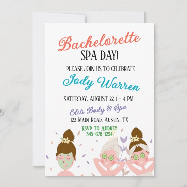 Bachelorette Spa Day Invitation (Front)