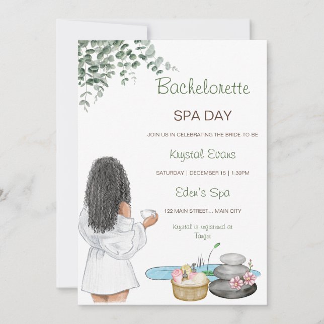Bachelorette Spa Day Invitation (Front)