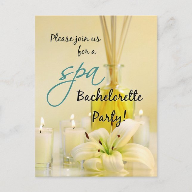 Bachelorette Spa Party Postcard Invitations (Front)