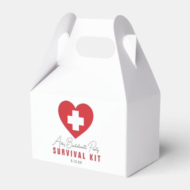 Bachelorette Survival Kit Personalised  Favour Box (Front Side)