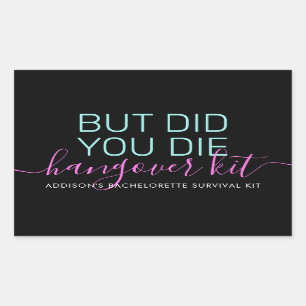 Bachelorette Survival Recovery Hangover Kit Rectangular Sticker