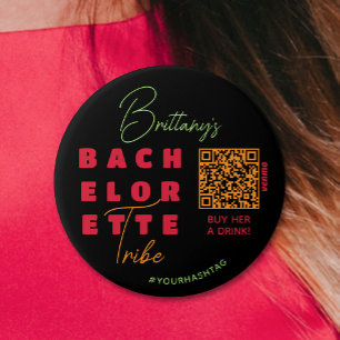 Bachelorette Tribe QR Code Hashtag 7.5 Cm Round Badge