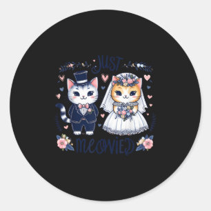 Bachelorette Wedding Party Bride Groom Cats Just M Classic Round Sticker