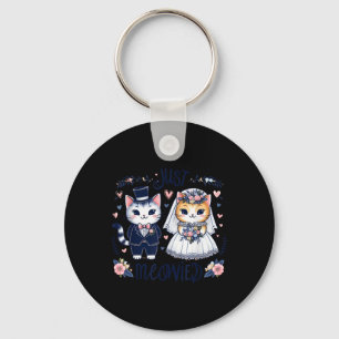 Bachelorette Wedding Party Bride Groom Cats Just M Key Ring