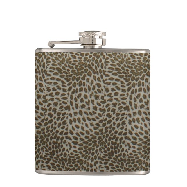 bachelorette wedding shower birthday leopard hip flask (Front)